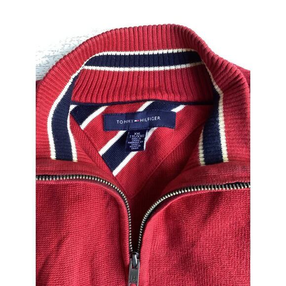 Tommy hilfinger men’s long sleeve quarter zip sweatshirt classic red size XXL - Picture 2 of 4